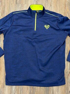 Superman Long Sleeve Pullover - Men's Size 2XL - 1/4 Zip - 100% Polyester